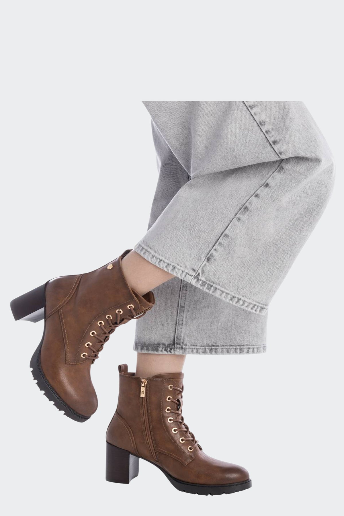 Heeled lace-up ankle boot