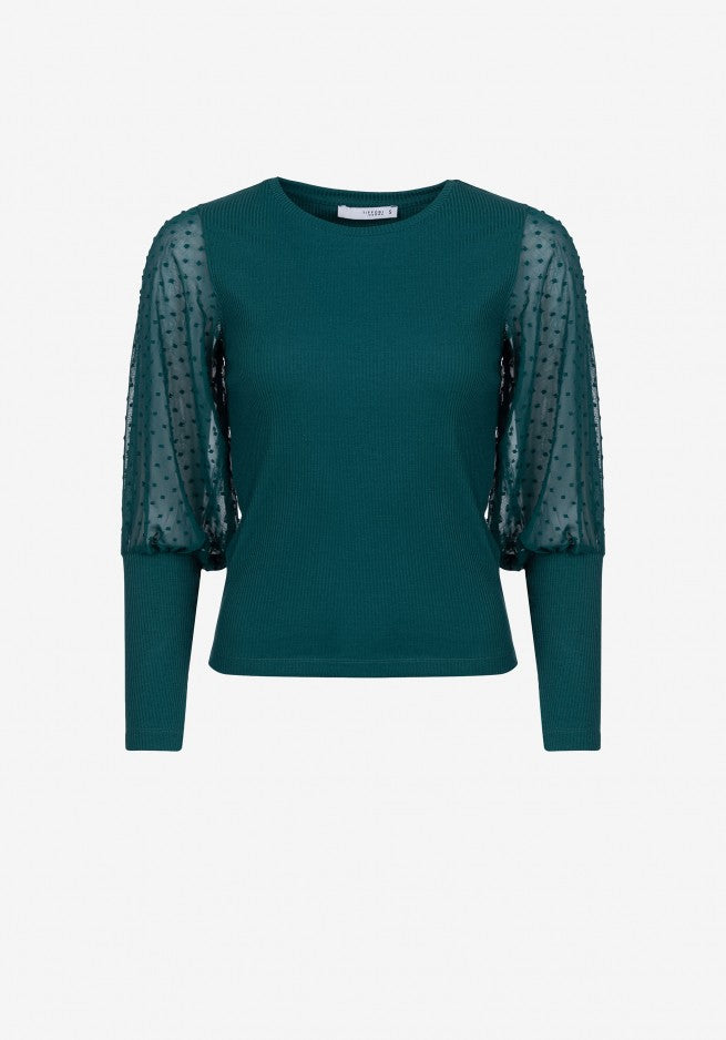 Balloon-sleeve knit top